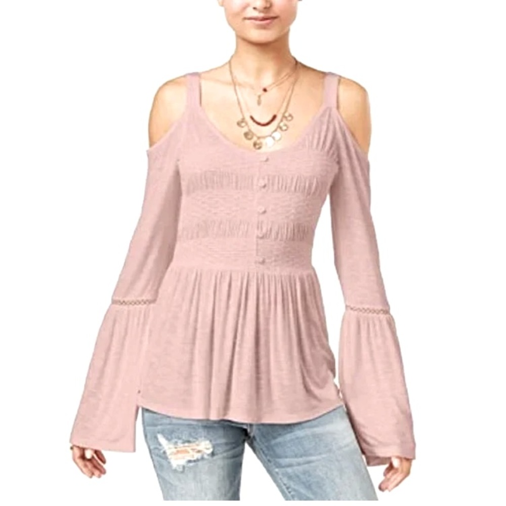 American Rag Juniors' Cold-Shoulder Bell-Sleeve Top XS